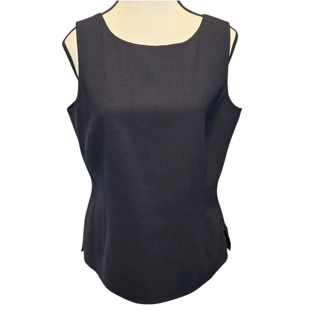 Vintage Carlisle Top Womens Size 10 Black Sleeveless Wool Blend Classic Career